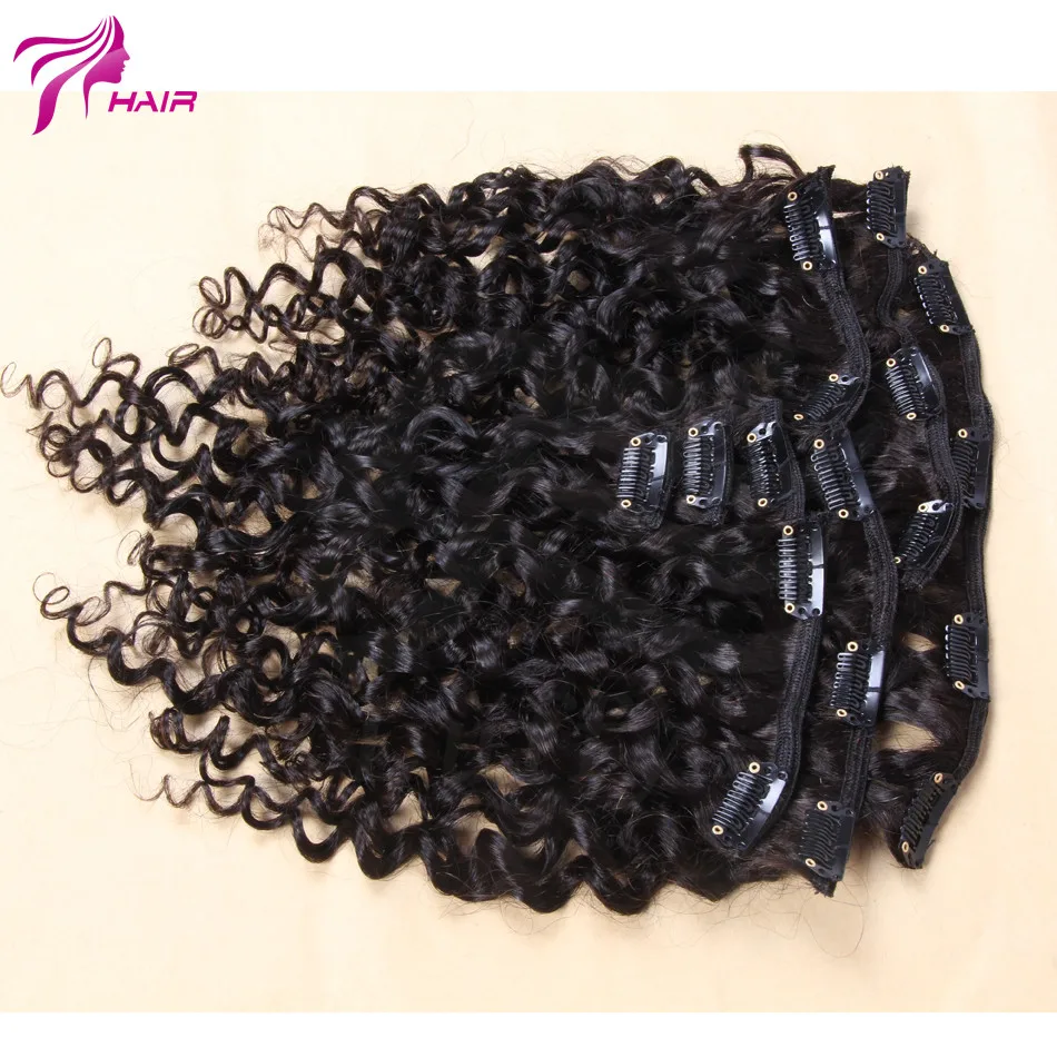 Клип В Человеческих Волос Бразильского Виргинские Вьющиеся Наращивание 10