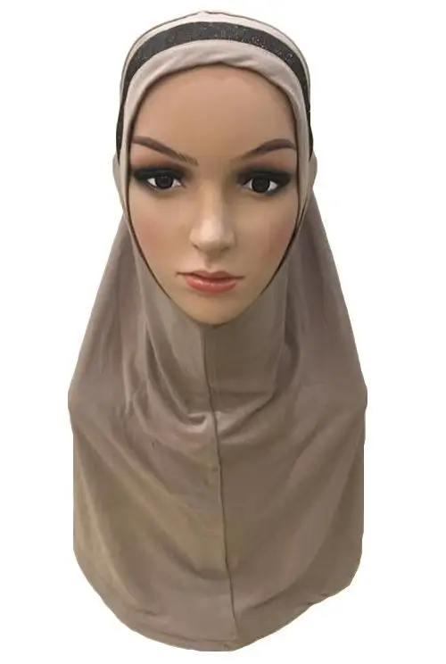 Light Brown Простой женский мусульманский шарф, цельный хиджаб Амира, исламские хиджабы, накидка на голову, шаль, тюрбан, Niqab, мягкий платок, арабский химар, новинка - Цвет: Light Brown