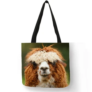 Уникальные сумочки для женщин Albaca, Смешные животные, эко-Льняная Повседневная вместительная школьная сумка через плечо для девочек