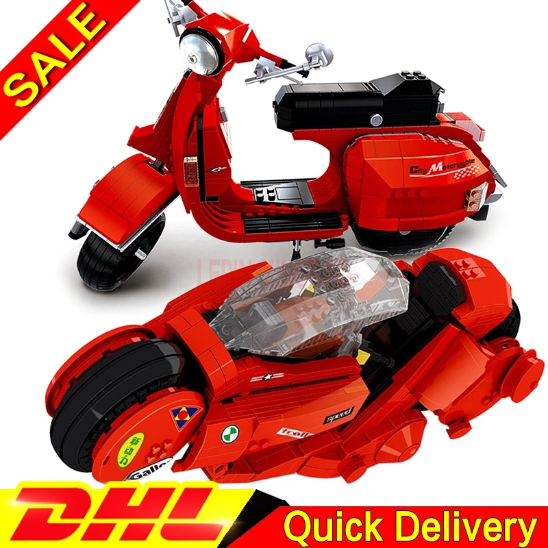 XingBao 03001 Citizen Akira Moto 03002 Vespa P200 мото строительные блоки кирпичи leleleings игрушки модель