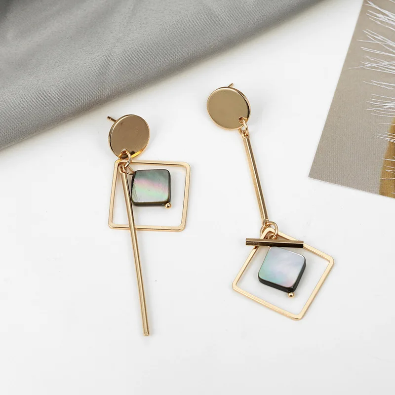 Aretes серьги Южная Корея модные новые серьги длинные квадратные оболочки украшения для серег асимметричные серьги-капли естественная индивидуальность