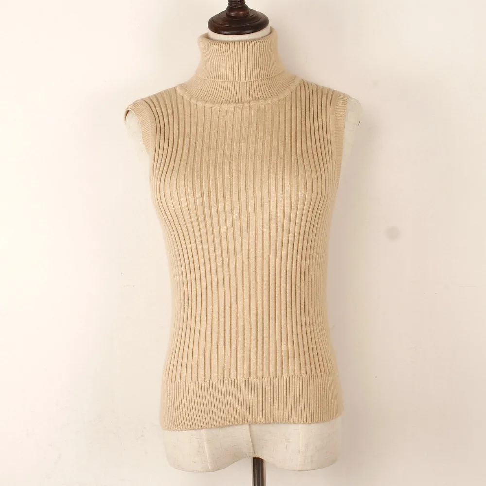 ONLYSVTER Turtleneck Sleeveless Women Pullover Sweater Autumn Winter Thick Warm Knitted Jumper Top Female Ribbed | Женская одежда