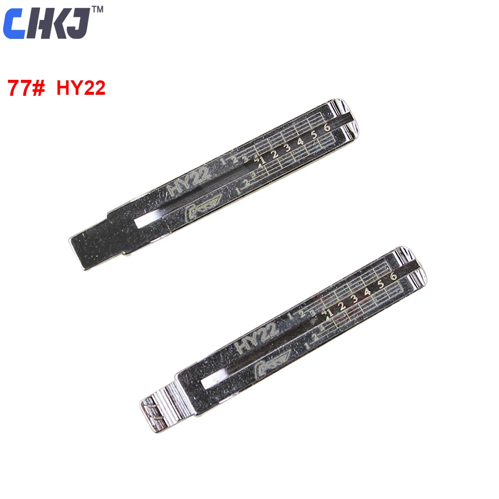 

CHKJ 10PCS NO. 77 Engraved Line Lishi 2 in 1 Blank Scale Shearing Teeth Uncut Key Blade 77# HY22 for Hyundai ix35 Kia Sportage