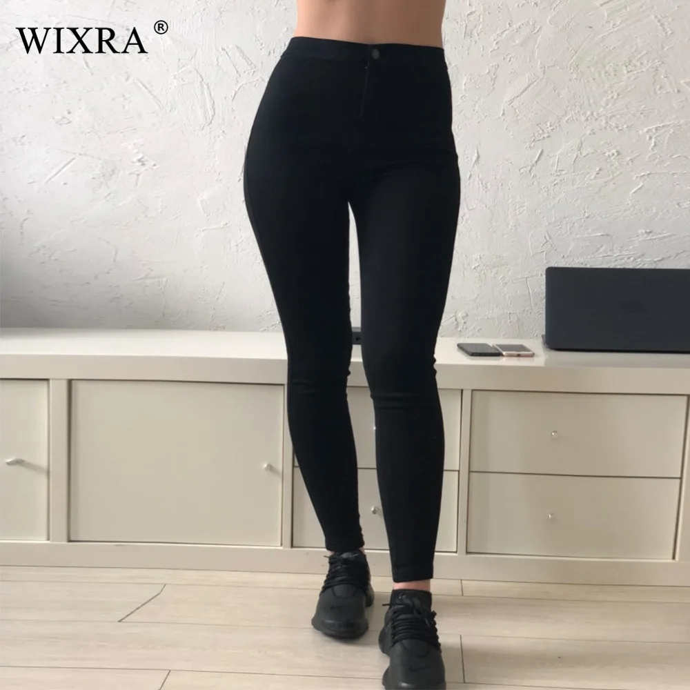 Женские джинсы карандаш WIXRA брендовые Стрейчевые брюки с высокой талией потертые