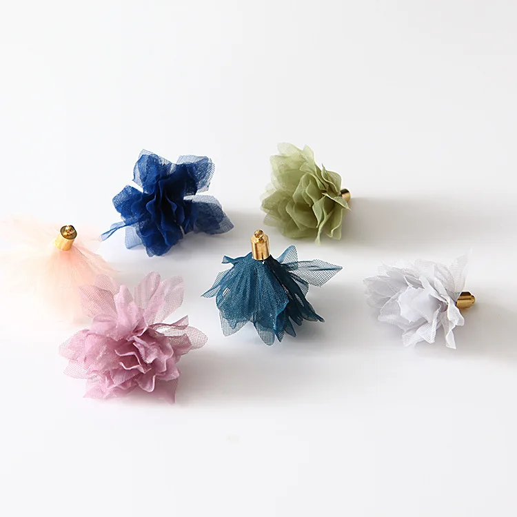 

50 шт. лепестки из шифона цветок заколки для волос атласная ткань цветы для волос Детские волосы для девочек Аксессуары