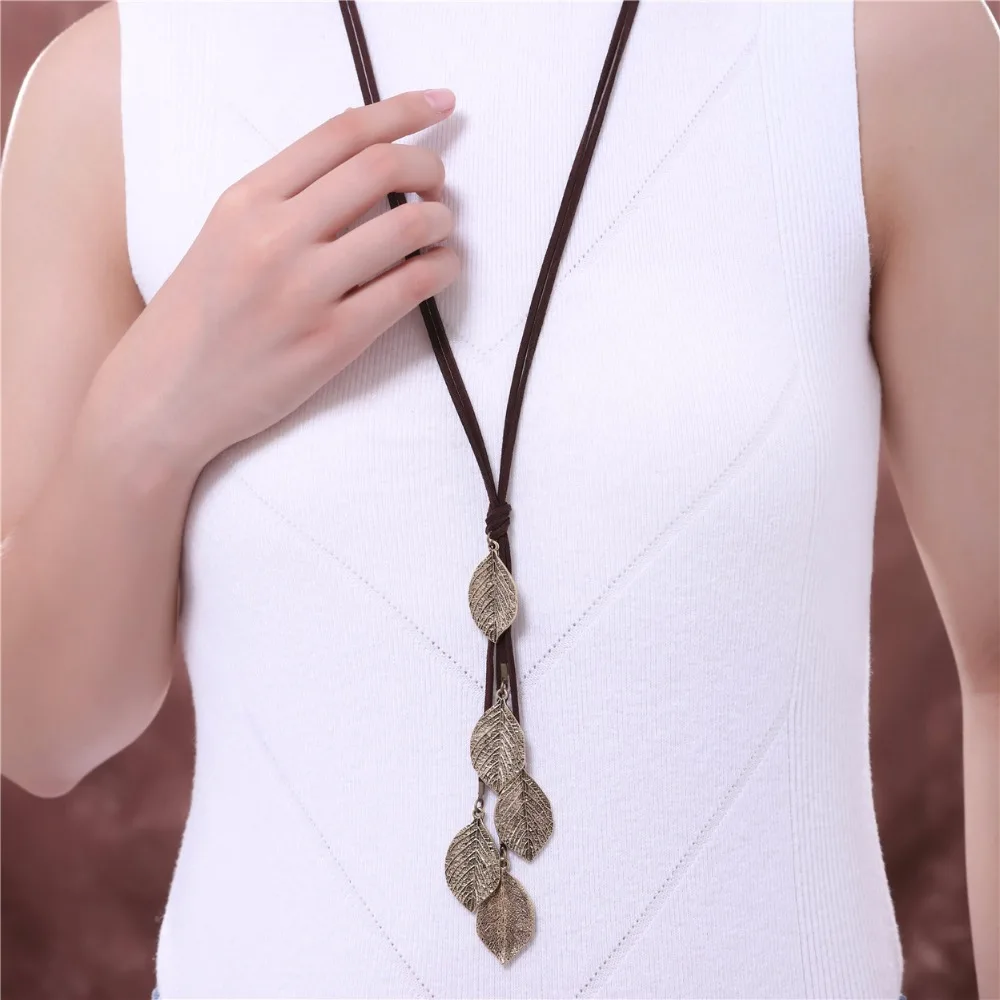 Длинные Цепочки и ожерелья Для женщин jewelry Винтаж нескольких leavies кулоны мода