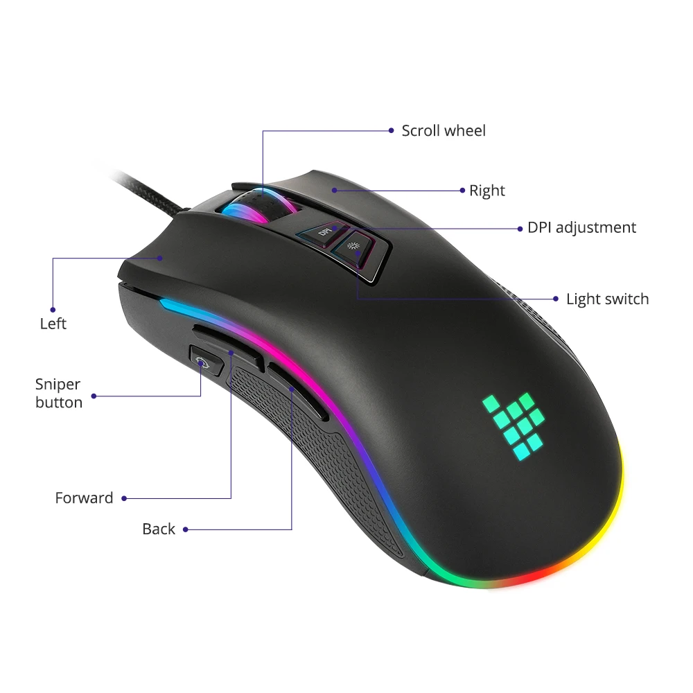 Tronsmart TG007 игровая мышь проводная геймер компьютерная с 16 8 м RGB 9 программируемых