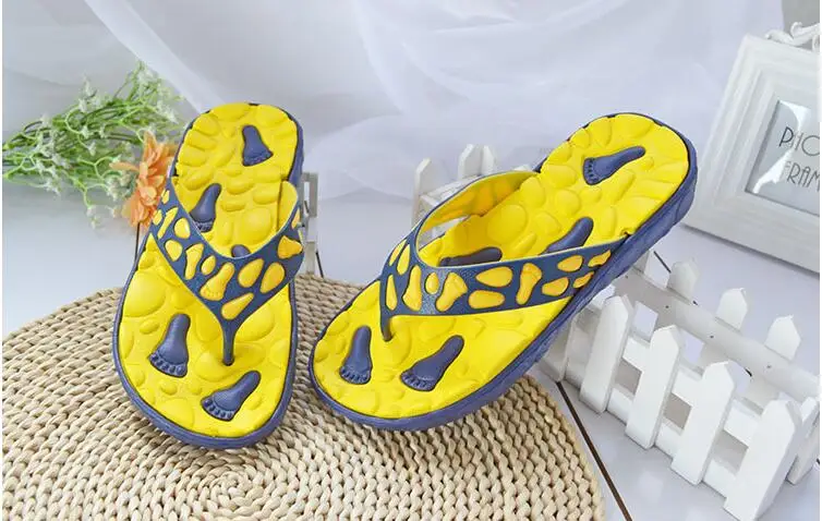 Yellow Г., летние плотные шлепанцы для ванной с массажным эффектом домашние Нескользящие сандалии пляжные вьетнамки для мальчиков и девочек,#28 - Color: Yellow