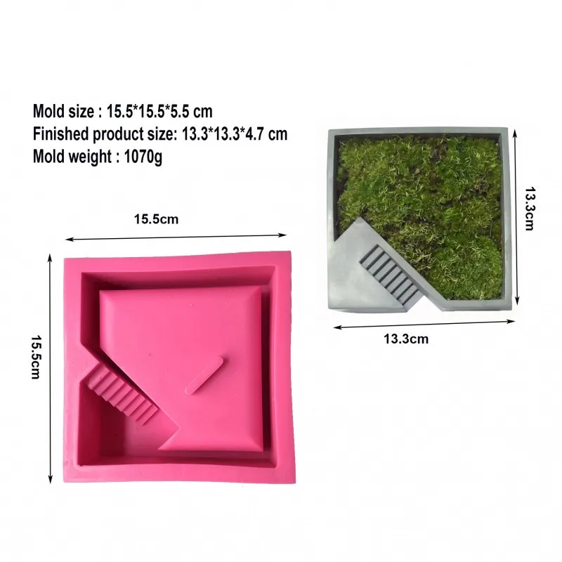 

Square Ladders Ceramic Clay Pots Mold Concrete Planter Silicone Molds Geometric Cement Flower Pot Mould DIY Garden&Home Decor