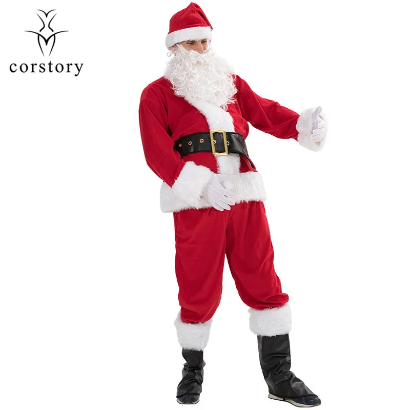 Corstory Отец Рождество Косплей Одежда для взрослых 7 шт. полный комплект