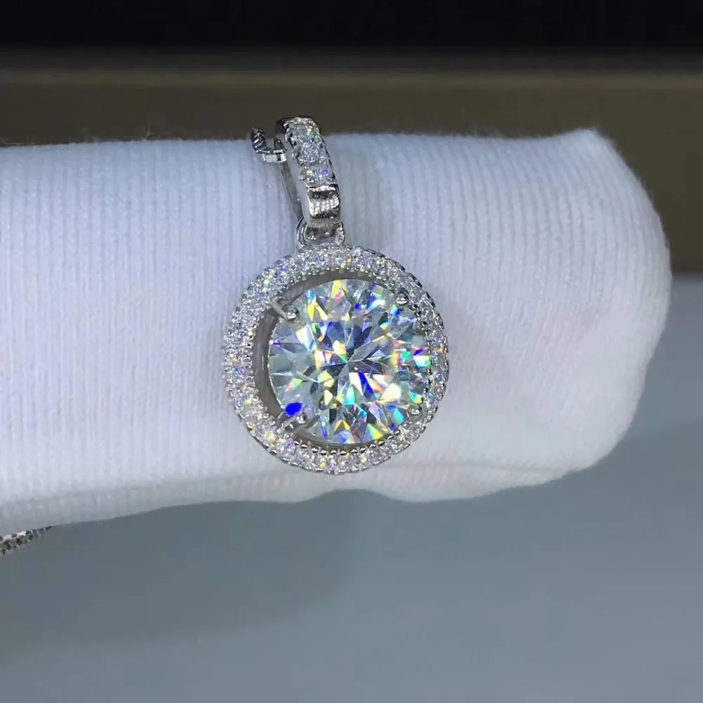 6 5mm Муассанит Подвески 1ct карат муассанит ожерелье круглый D Цвет S925 чистого