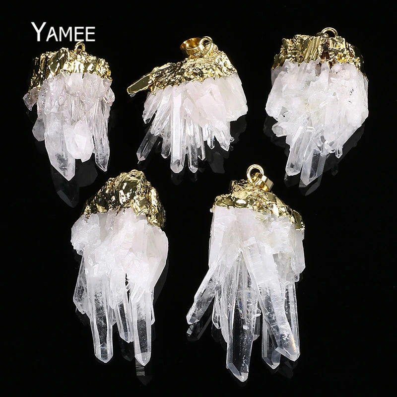 1 шт. позолоченный необработанный Кристалл аура кулон для женщин нерегулярный