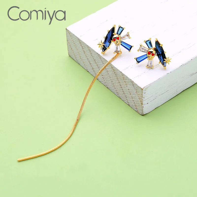 Comiya Висячие серьги для женщин Цинковый золотистый сплав длинные звенья модные с
