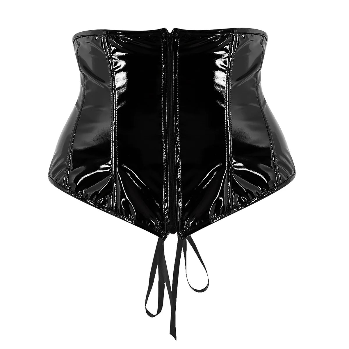Женские Wetlook искусственная кожа Бюстье Топ Регулируемый кружево на молнии спереди стимпанк готический Васит тренер корсет под одежду Корсет Бюстье