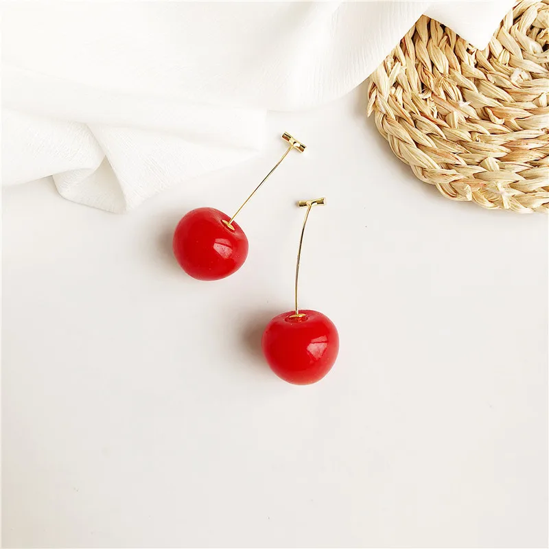 2019 модные милые красные серьги-Вишенки Кристалл женские серьги круглый кулон