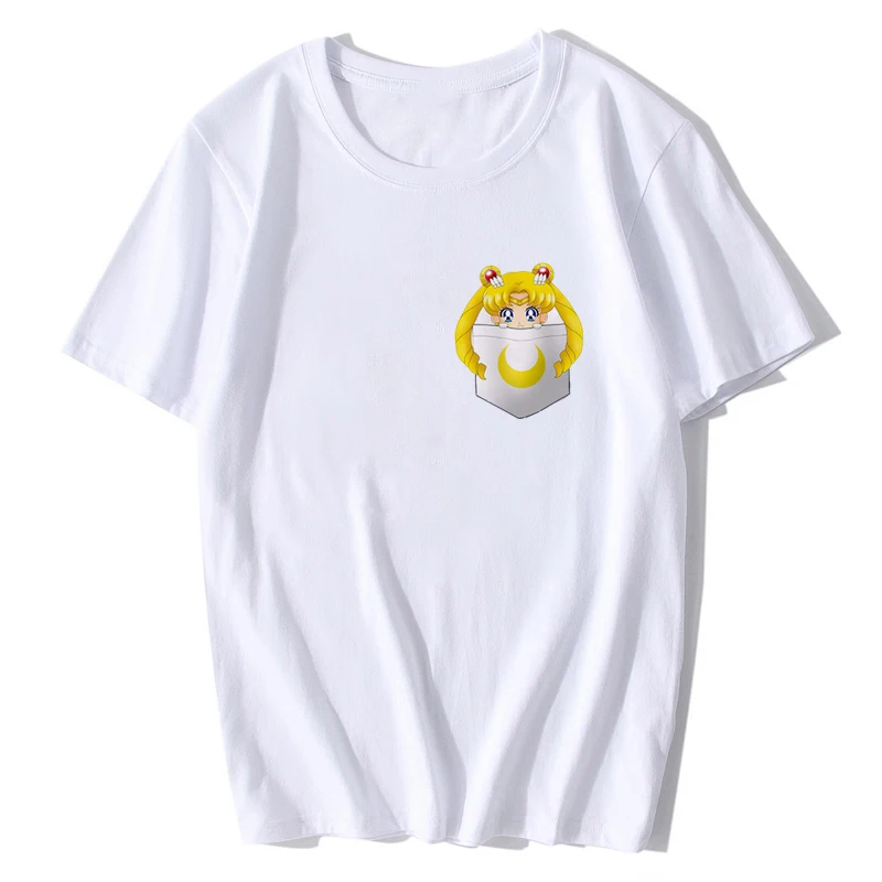 Sailor Moon Eye Футболка женская футболка Harajuku японская аниме Сейлор Мун одежда футболка Женская милая Kawaii летняя футболка - Цвет: Синий