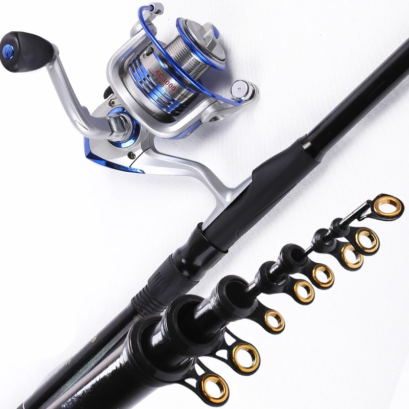 Удочка из карбоновой стали супер жесткая с металлической катушкой