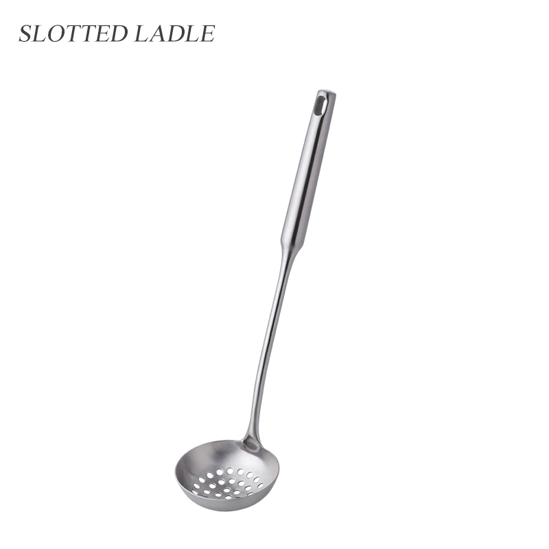 Slotted Ladle-Silver Нержавеющая сталь Золото суповая ложка щелевая дуршлаг ложка с длинной ручкой набор фильтр скиммер кухонный инструмент посуда - Цвет: Slotted Ladle-Silver