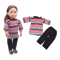 doll clothes color striped long sleeve suit black pant toy accessories fit 18 inch girl dolls and 43 cm baby doll c162