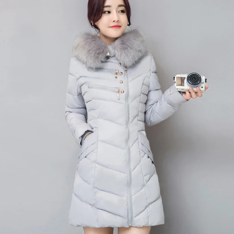 2019 женские зимние парки темперамент элегантный большой размер хлопковое пальто