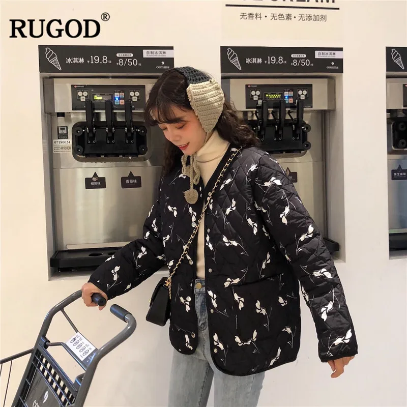 RUGOD винтажное Женское пальто с цветочным принтом модная теплая зимняя одежда