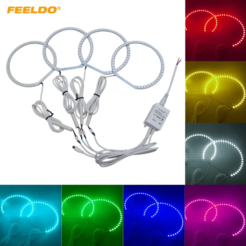 FEELDO 4 шт./компл. автомобиль RGB 5050SMD вспышка LED Ангельские Глазки Halo кольца