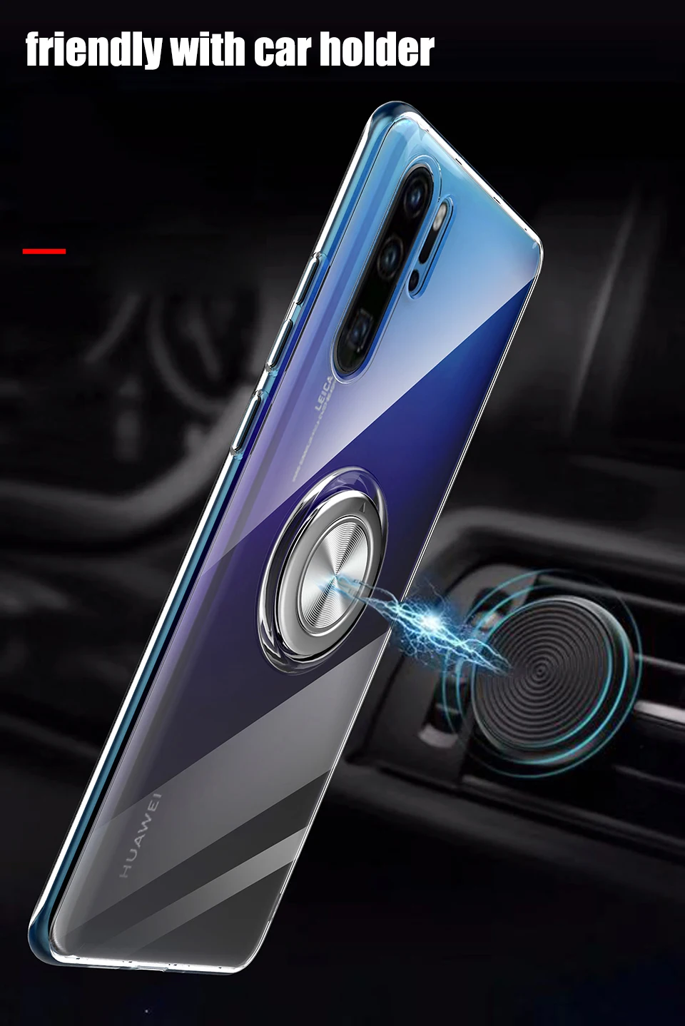 Чехол для huawei P30 Pro Lite, прозрачный мягкий силиконовый чехол с кольцом-держателем для huawei P20 mate 20 Pro X Honor View 20, чехол для телефона