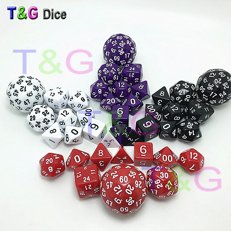 Новые 10 шт. набор цифровых игральных костей 8 цветов D4 d6 d8 2xd10 d12 d20 d24 d30 D60