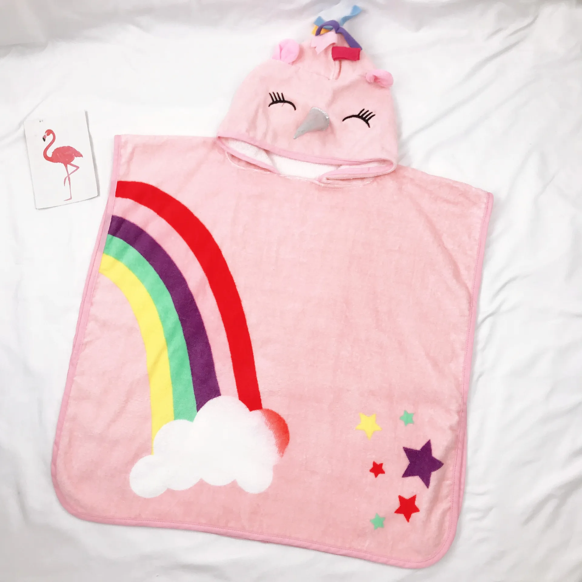 Пляжные банные полотенца с капюшоном для детей от 2 до 6 лет милый розовый