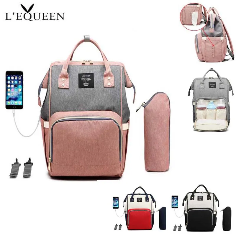 LEQUEEN Мода USB Мама подгузник для беременных сумка большой уход дорожный рюкзак