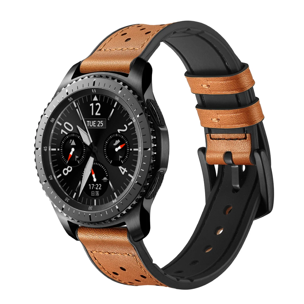 Черный коричневый 20 мм отверстие из натуральной кожи часы ремешок для samsung gear S4