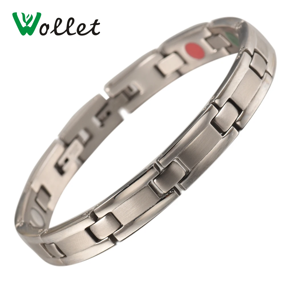 

Wollet Jewelry Stainless Steel Magnetic Bracelet For Women Men Healing Energy Health Care Copper Magnet Germanium Tourmaline
