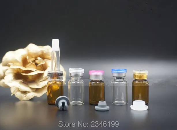 100 шт. 2ML3ML Янтарная прозрачная стеклянная трубка/флакон для инъекций с резиновой