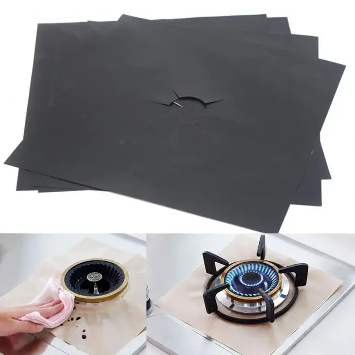 4 Pcs Reusable Sheet Gas Cooker Liner Protector Cover Gas Stove Furnace Protection Pad(27x27CM) Store
