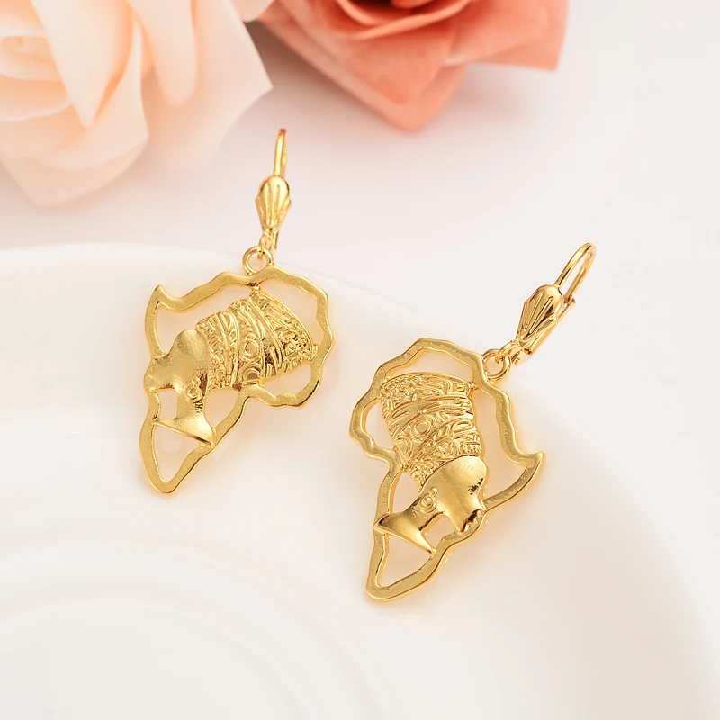 

new gold map jewelry pendant wedding drop earring lion elephant Gold souvenir african Arab Jewelry Mom kid Gifts