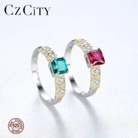 czcity 925 sterling silver rings for women original gemstone ring fine wedding bands classic vintage trendy luxury party jewelry