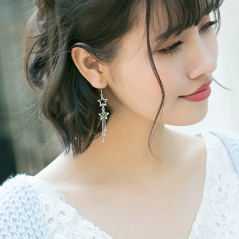 

PONYKISS Romantic S925 Sterling Silver Minimalist Chic Cute Star Fashion Dangle Drop Earrings Women Party Jewelry Birthday Gift