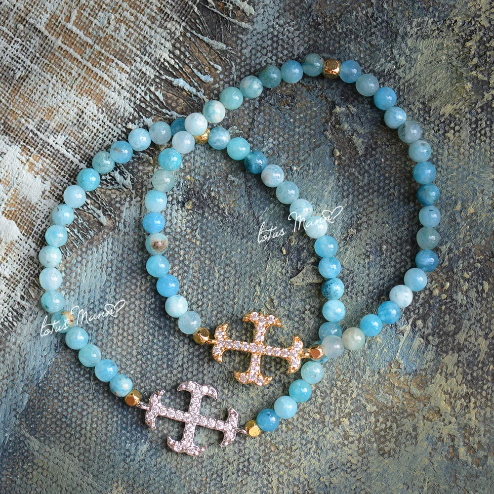 

Galmei blue cross full rhinestone bracelet hemimorphite