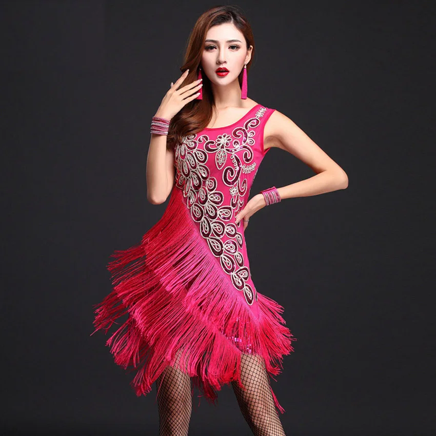 Женское платье для латинских танцев красное синее розовое 2018 |
