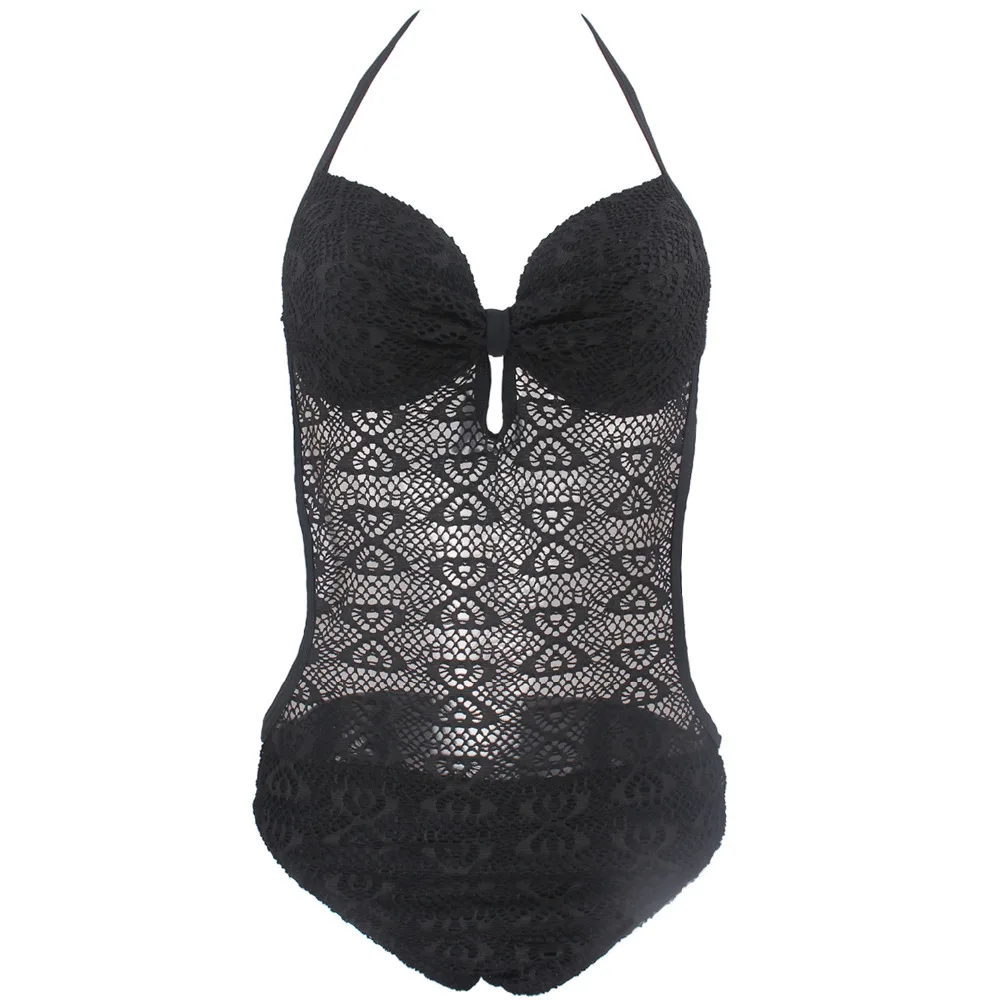 Новинка 2019 женский кружевной купальник сетчатый с пуш-ап Цельный сексуальный