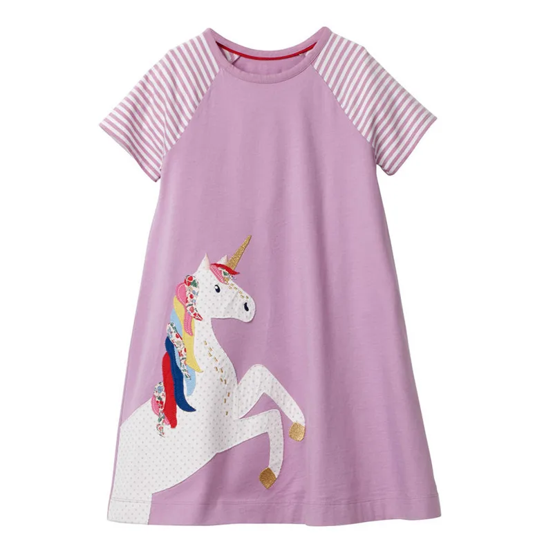 Fashion Baby Girls Dresses Summer Kids Embroidered Animal Dress Children Short Sleeve Vestidos Cotton Beach Clothes | Детская одежда и