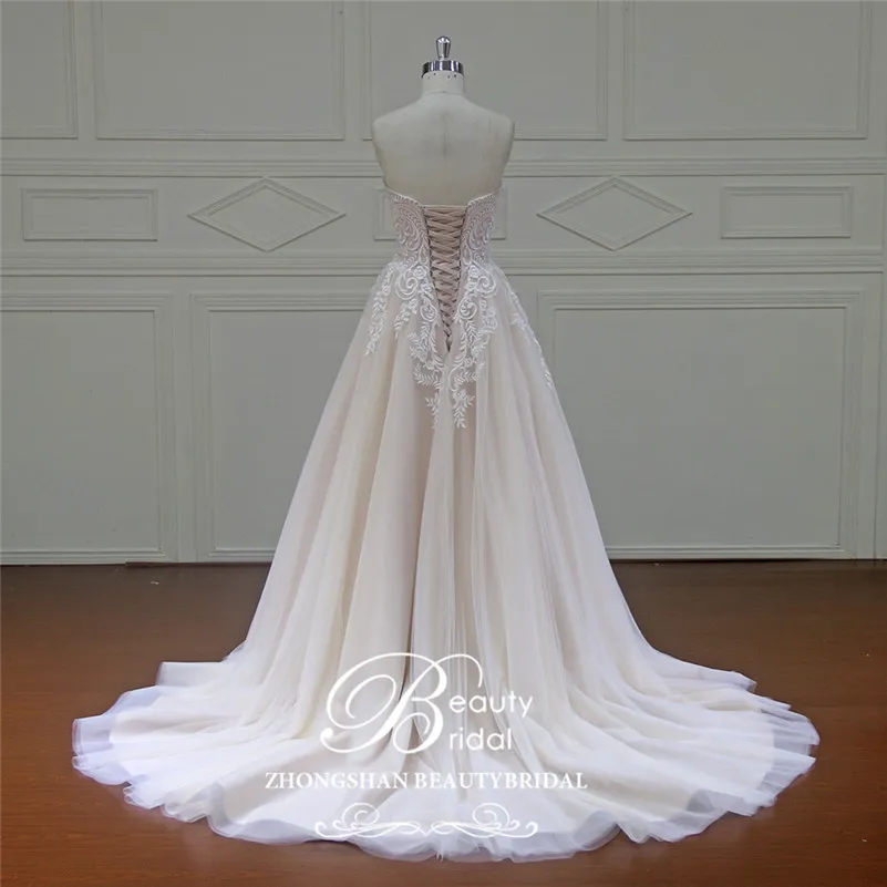 Beautybridal настоящие фотографии Роскошная свадебная одежда Королевский поезд Кружева Аппликации с плеча свадебное платье Vestido xfm042