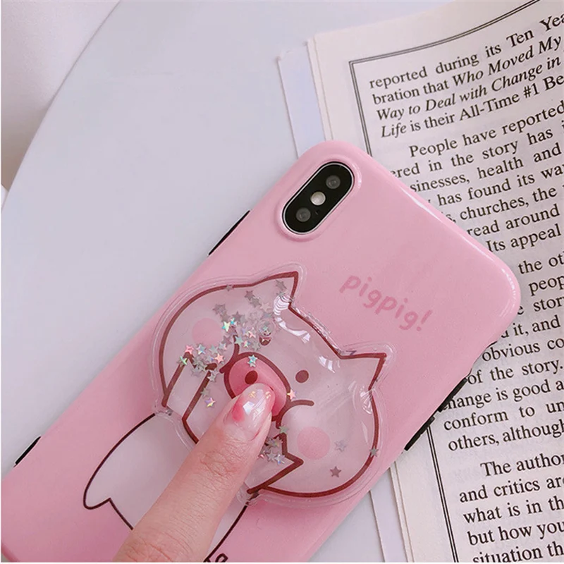 Funny Cartoon Pig Flow Quicksand Phone Case For iphone X XS Max XR 7 6s 6 8 plus Cover Soft Silicone Cases Capa |