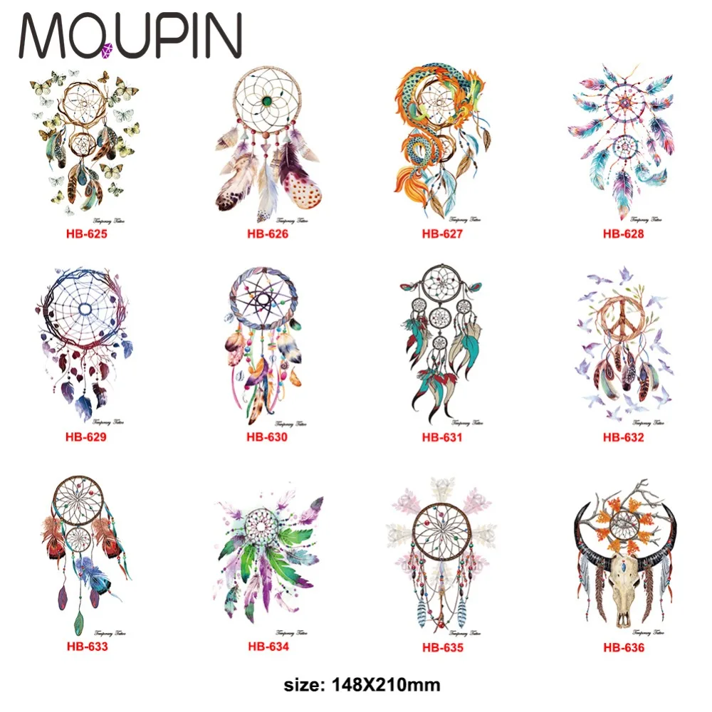 12 шт. водостойкие тату наклейки Ловец снов|Временные тату| |