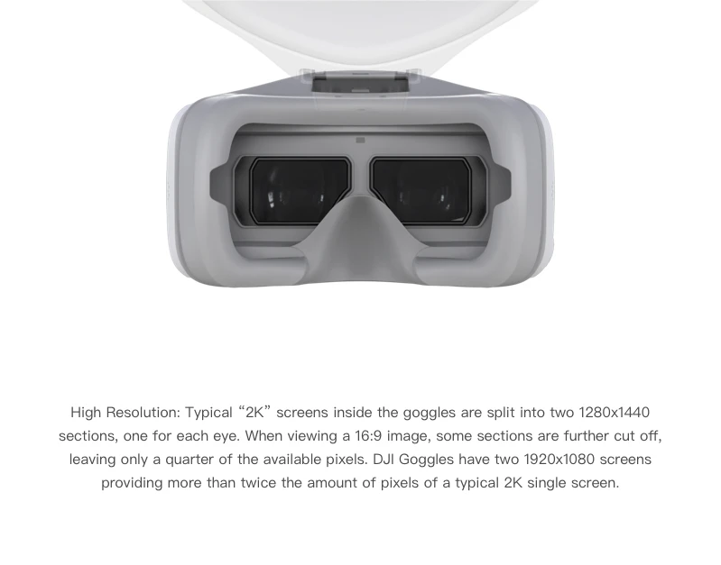 DJI Goggles поддерживает DJI Spark, Mavic Pro, Phantom 4 series и Inspire series DJI VR glasses