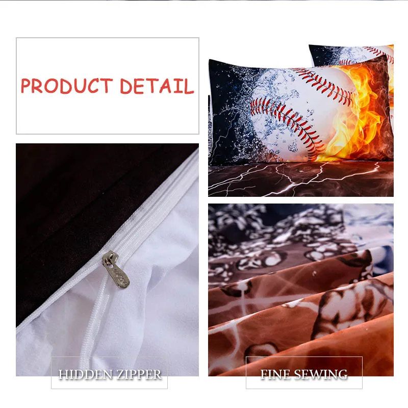 3Pcs/Set Baseball 3D Printed Queen Comforter Bedding Sets King Twin Size Luxury Duvet Cover Sheet Set Home Textiles | Дом и сад