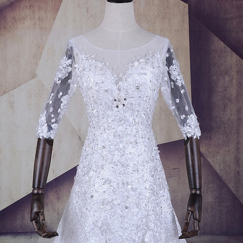Vestido De Casamento Com Renda короткий рукав кружева свадебные платья Роскошные босоножки Свадебное платье реальные фотографии свадебное платье