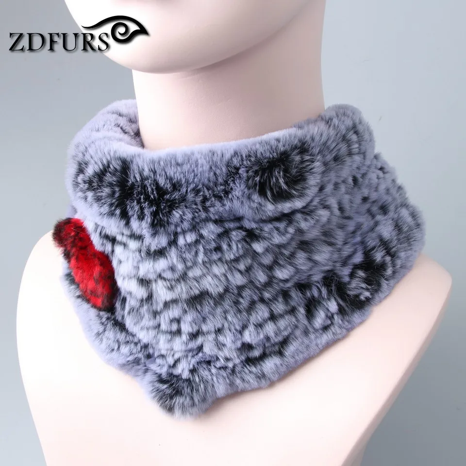 ZDFURS * Женский вязаный шарф ручной работы из кроличьего меха модное кольцо