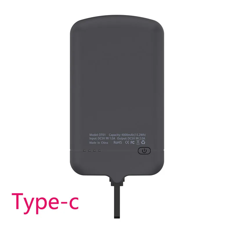 Type-c black Для iPhone 6 7 8 Plus X 4000 мАч внешний чехол-батарея для телефона Мощность банка для samsung S8 S9 huawei LG Xiaomi батарея Charging Cover - Цвет: Type-c black