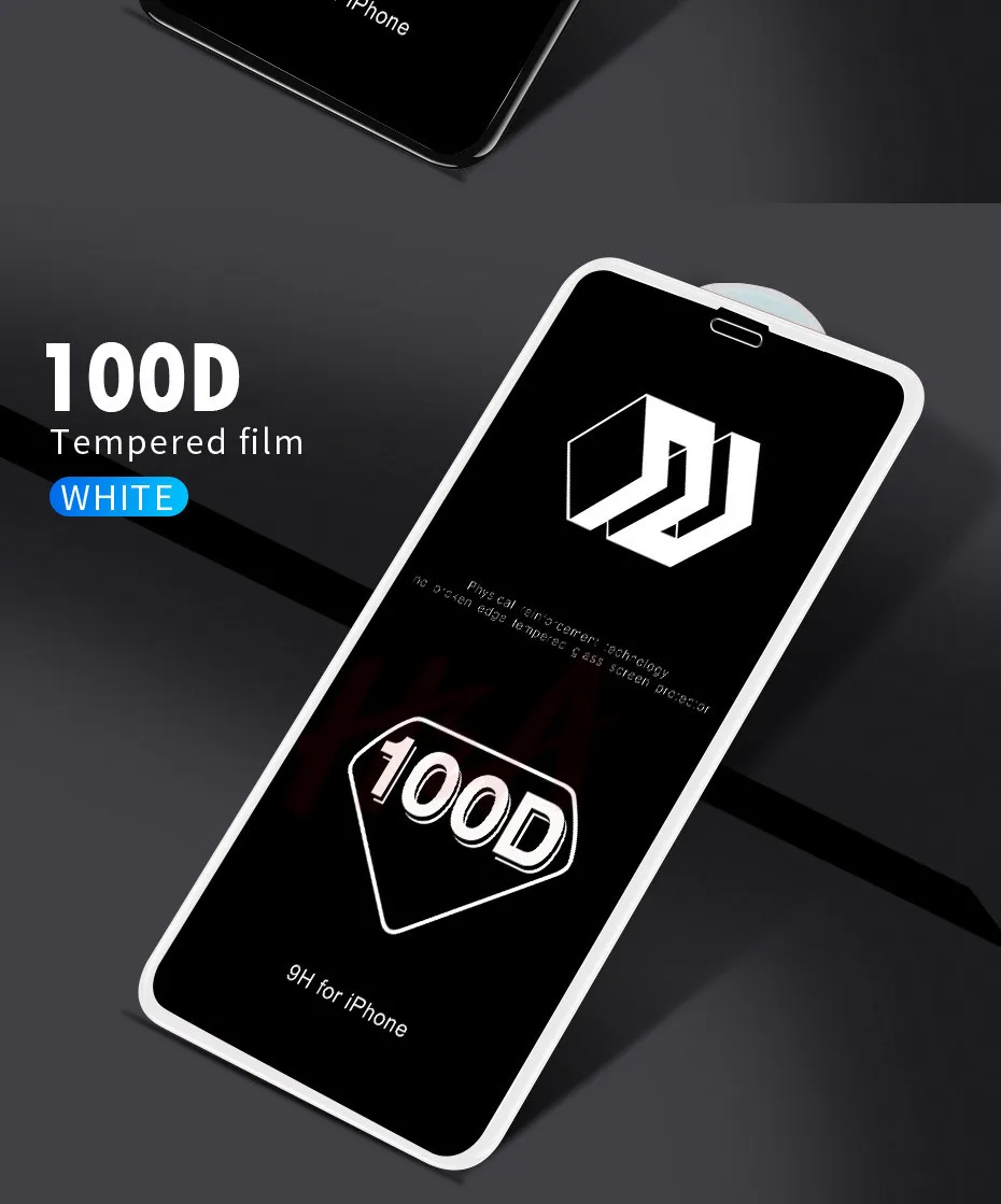 100D изогнутое закаленное стекло для Apple iPhone X XR XS Max 7 8 Plus 6 6 S Plus закаленное защитное стекло X
